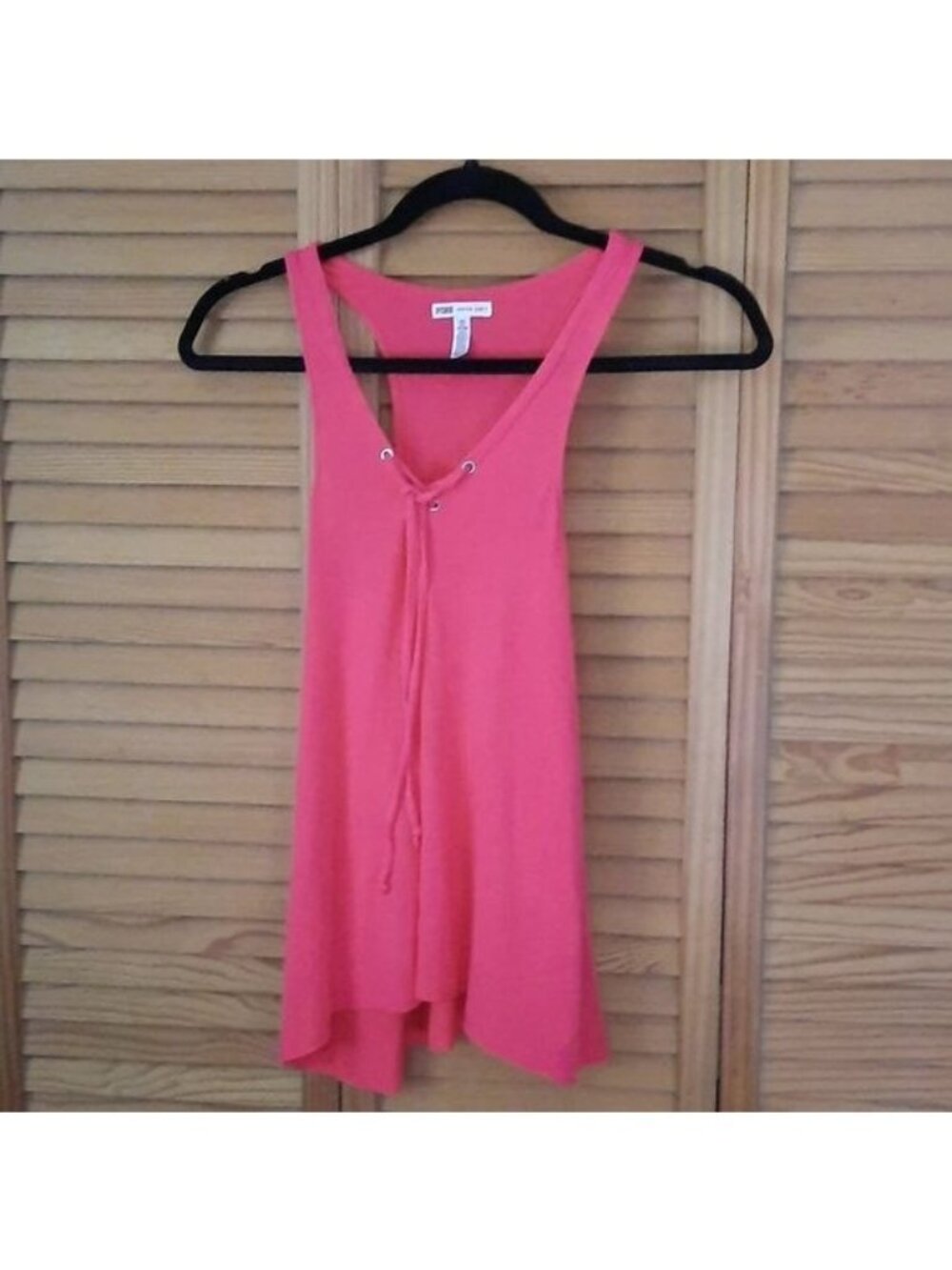 Pink by Victoria Secret Coral Lace Up Front Super Soft Tank Top Size Small